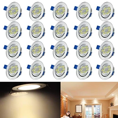 Afbeelding van Aufun 20 x 3W LED inbouwlamp draaibaar plafondspot inbouwspot spot inbouwverlichting spotlight warm wit (energieklasse A++)
