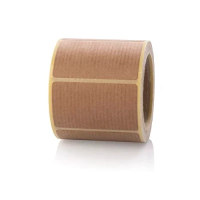 Afbeelding van MD Labels Bruine natuurlijke kraftetiketten op rol, 50 x 30 mm, 250 stuks, huls 40 vintage en decoratieve stickers, cadeauetiketten