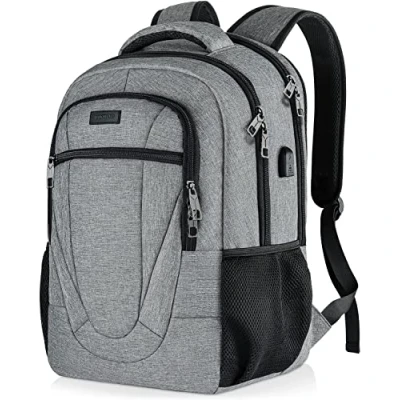 Afbeelding van Rugzak voor Mannen en Vrouwen, Schoolrugzak Jongens Tieners, 15,6 inch Laptop met USB oplaadaansluiting Werk School Laptopvak Anti diefstaltas Grijs