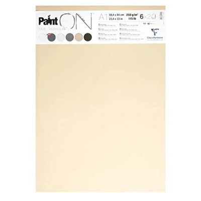 Afbeelding van Clairefontaine 975413C Multitechniek pakket 12 vellen tekenpapier, verschillende kleuren, 2 vellen, A1, 59,4 x 84 cm, 250 g