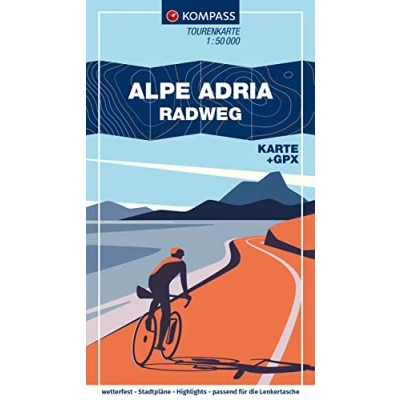 Afbeelding van KOMPASS Fahrrad Tourenkarte Alpe Adria Radweg 1:50.000: Von Salzburg nach Grado, GPX Datei zum Download, Leporello Karte, reiß und wetterfest: 7059