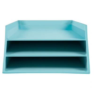 Afbeelding van Kartonnen postmand 3 niveaus pastelblauw per 4