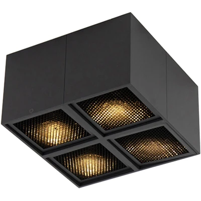 Afbeelding van QAZQA Design spot zwart 4 lichts Qubo Honey