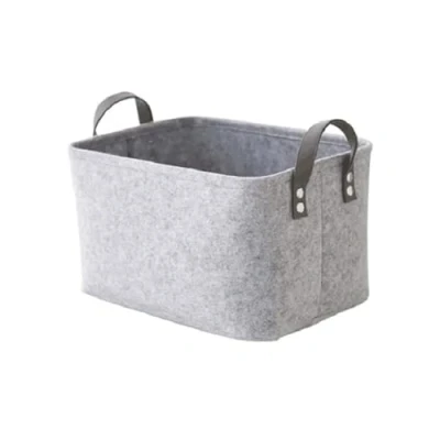Afbeelding van vilten opbergmand, opbergdoos, mand grijs rechthoekig, opvouwbaar, met twee zachte handgrepen, voor het opbergen van kleding, handdoeken, groot 38 x 28 24 cm