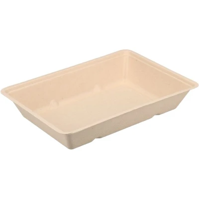 Afbeelding van 50x Suikerriet Snackbakjes Bagasse Patatbak A50 Bruin (krimp)