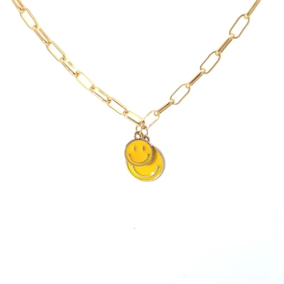Afbeelding van Casa Jadel Gouden ketting met grote en kleine gele smiley