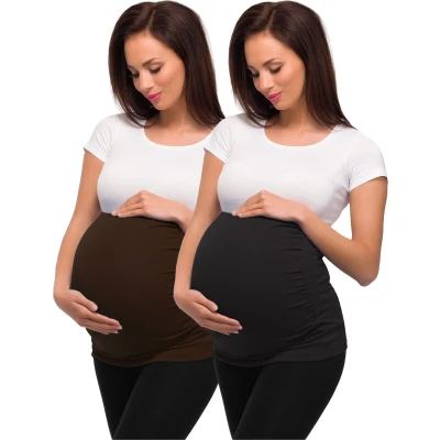 Afbeelding van BE Mammy Dames Zwangerschapsbuikband Zwanger Viscose 2Pack Band 04 Bruin/Zwart XS