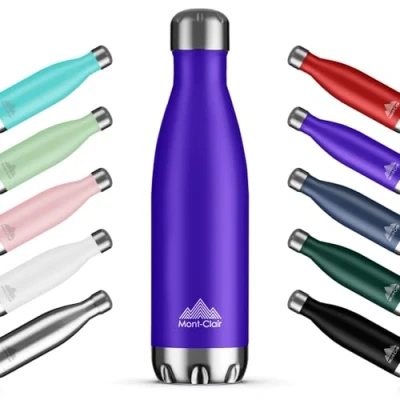 Afbeelding van Mont Clair H2O thermosfles, 750 ml, roestvrij staal, 12 uur warme drank en 24 koude drank, BPA vrij, waterfles, paars
