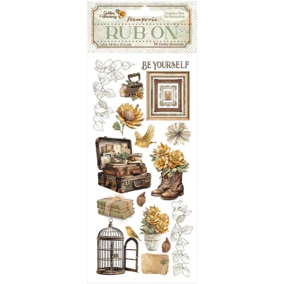 Afbeelding van Stamperia Golden Harmony Rub On 4x8,5 Inch Suitcase and Cage (DFLRB115)