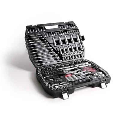 Afbeelding van Mephisto Steeksleutelset ratelkoffer/ratelratel Premium XXL 216 delig met chroom, vanadium gereedschap en bitset incl. bitopzetstuk voor accuschroevendraaier