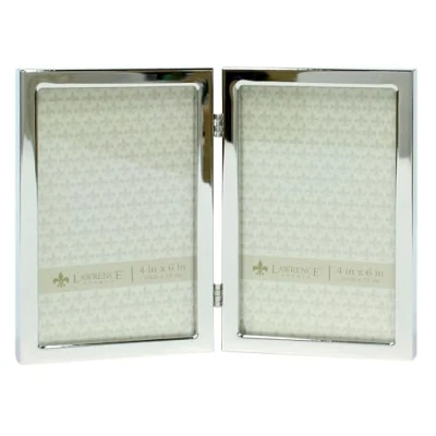 Afbeelding van Lawrence Frames 4x6 scharnierende dubbele zilveren standaard metalen fotolijst