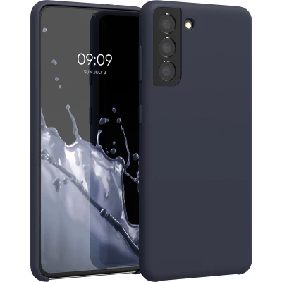 Afbeelding van kwmobile telefoonhoesje geschikt voor Samsung Galaxy S21 Hoesje met siliconen coating Smartphone case in bosbesblauw