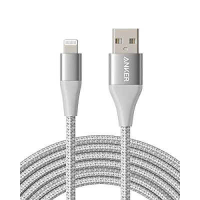 Afbeelding van Anker Powerline+ II Lightning kabel, 3 m, iPhone nylon, MFi gecertificeerd, compatibel met de XS/XS Max/XR/X, 8/8 Plus/7/7 Plus/iPad en meer (zilver)