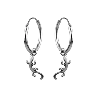 Afbeelding van Zilveren oorbellen Oorring met hanger oorringen hanger, salamander