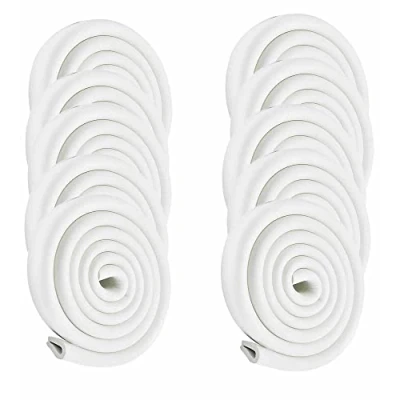 Afbeelding van HIMRY® KXD7003 randbescherming, U vormige schuimbescherming, veiligheid voor je kinderen, tafelrandbescherming van glas, extra dik, 10 x 2 m, gebroken wit