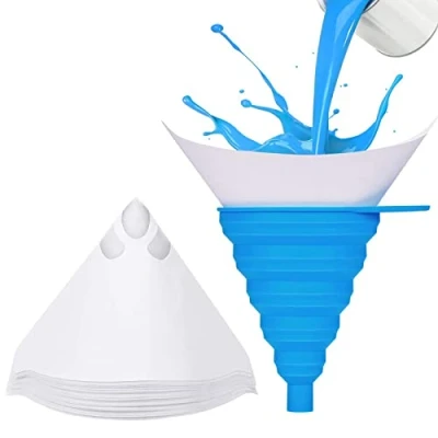 Afbeelding van CYH 151 Stuks Paint Screens Verf Filter, Conische Papier Met Nylon Scherm, Wegwerp Filter Opvouwbare Silicone Trechter, Accessoires Voor Auto Water Transfer Printing Workshop Apparatuur