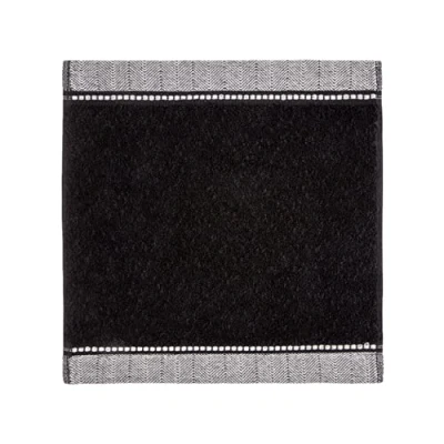 Afbeelding van möve Brooklyn zeepdoek Uni met visgraatrand 30 x cm van 85% katoen / 10% viscose bamboe cellulose 5% linnen, zwart
