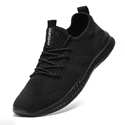 Afbeelding van Fujeak Wandelschoenen voor heren, gymschoenen, fitnessschoenen, sportschoenen, sneakers, hardloopschoenen, tennisschoenen, vrijetijdsschoenen, modieus, lichtgewicht, ademend, instapschoenen, zwart, 46 EU