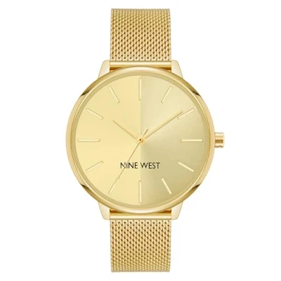 Afbeelding van Nine West Modieus dameskwartshorloge met negen gouden armbanden, Armband