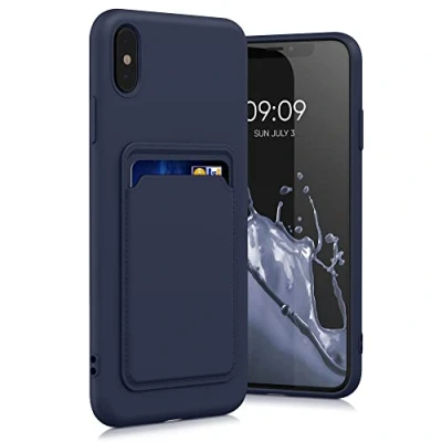 Afbeelding van kwmobile telefoonhoesje compatibel met Apple iPhone XS Max hoesje Case pasjeshouder Smartphone cover in donkerblauw