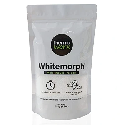 Afbeelding van Thermoworx Whitemorph 250g. Handvormbaar bioplastic. Smelten, vormen en hergebruiken…