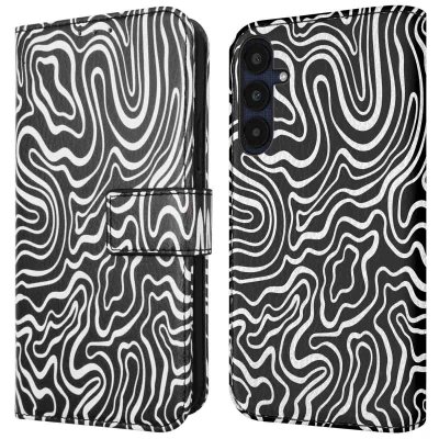 Afbeelding van Samsung Galaxy A55 Hoesje Kunstleder iMoshion Bookcase Black And White Telefoonhoesje