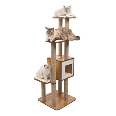 Afbeelding van Catit Vesper kattenmeubel High Base XL, walnoot kubusgrot met 3 platformen
