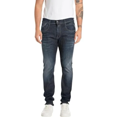 Afbeelding van Replay Anbass Hyperflex Dust Herenjeans, slimfit, 007, donkerblauw, 30W x 32L