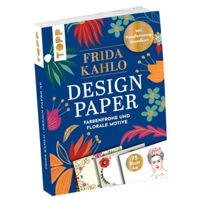 Afbeelding van Design Paper Frida Kahlo A6. Mit Handlettering Grundkurs: 75 Motivpapiere (DIN A6, 220 g/m²), in 25 Designs, 16 Seiten Grundkurs, Softcover