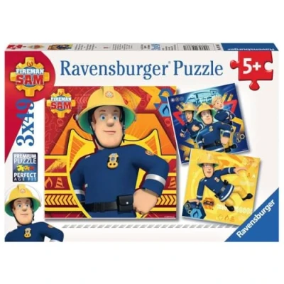 Afbeelding van Ravensburger puzzel Brandweerman Sam: Bij gevaar Sam roepen 3x49 stukjes kinderpuzzel