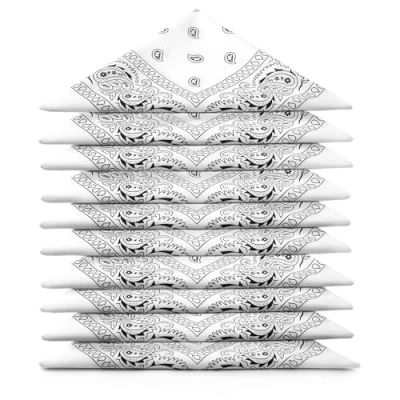 Afbeelding van BANDANA Stuks Wit Paisley Motief 100% Katoen Superieure Dikte 20 Exclusieve Kleuren