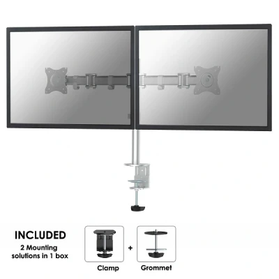 Afbeelding van Neomounts NM D135DSILVER Bureausteun twee schermen zilver