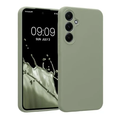 Afbeelding van kwmobile telefoonhoesje compatibel met Samsung Galaxy A55 5G hoesje Back cover siliconen coating Smartphone case in grijsgroen