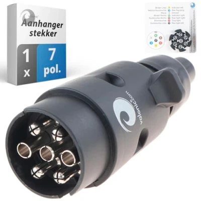 Afbeelding van valonic aanhangerstekker 7 polig, zwart incl. aansluitsjabloon polige