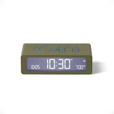 Afbeelding van Lexon Flip Mini LR158 ON OFF Oplaadbare Wekker Kakhi Groen