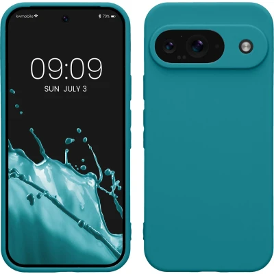 Afbeelding van kwmobile telefoonhoesje geschikt voor Google Pixel 9 Hoesje smartphone Precisie camera uitsnede In mat petrol