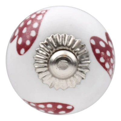 Afbeelding van Good in Style Meubelknop 30mm wit roze gestippelde hartjes donker