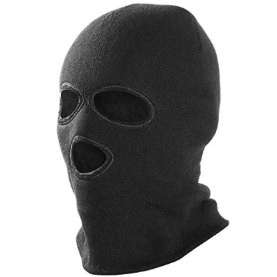 Afbeelding van TRIXES Unisex Full Face bivakmuts zwart SAS stijl 3 gaten perfect voor snowboarden, skiën, fietsen en winter eenheidsmaat
