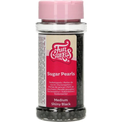Afbeelding van FunCakes Suikerparels Medium Zwart Glans 80g Eetbare Taartdecoratie