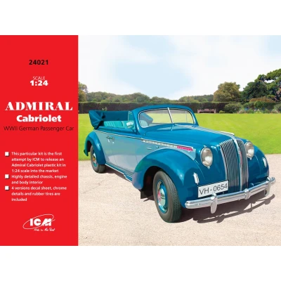 Afbeelding van 1:24 ICM 24021 Admiral Cabriolet, WWII German Passenger Car Plastic Modelbouwpakket
