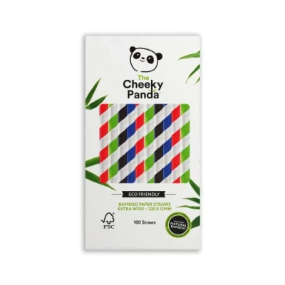 Afbeelding van The Cheeky Panda Bamboo Paper Bubble Tea rietjes 100 veelkleurige brede Voor Boba Thee, Milkshakes en Smoothies