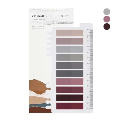 Afbeelding van Ordinate 200 stuks plakstrips, transparante zelfklevende notities, sticky notes, index tabs, beschrijfbare markers pastel, stationaire benodigdheden, boekenaccessoires (B Sunset