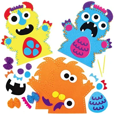 Afbeelding van Baker Ross AX244 Monster Handpoppen Naaiset Pakket Van 4, Verhalen Vertellende Kunsten En Ambachten Voor Kinderen, Ideaal Feesten, Scholen Het Slapengaan