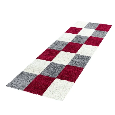 Afbeelding van Hoogpolige loper Cube Rood 80x250cm Adana Carpets