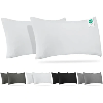 Afbeelding van BARBONS Set van 2 kussenslopen, 40x70 cm 165 g/m², hoofdkussensloop, 100% jerseykatoen, zachte kussenhoezen, met ritssluiting (40x70 Wit)