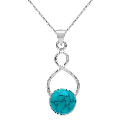Afbeelding van Zilveren ketting dames met hanger hanger, turquiose steen