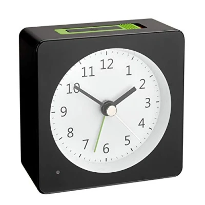 Afbeelding van TFA Dostmann Loom analoge Wekker, 60.1031.01, wekalarm met snooze Functie, automatische nachtverlichting, zwart/groen, (L) 81 x (B) 42 (H) 83 mm
