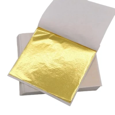 Afbeelding van ILantule 100 vellen imitatie bladgoud, bladgoud papier om te knutselen, bladmetaal, acrylschilderij, voor doe het zelf knutselen (8 x 8 cm)