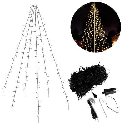 Afbeelding van Cheqo® Vlaggenmast Verlichting Lichtketting Kerstverlichting Kerstboom 120 LED&#039;s 200cm Inclusief Haringen