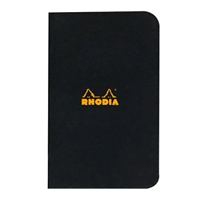Afbeelding van RHODIA 119159C Zwart Piqué Notitieboek 7,5 x 12 cm Kleine vierkanten 48 pagina&#039;s Clairefontaine Witpapier 80 g/m Zachte, resistente en waterdichte gecoate kaartomslag Classic